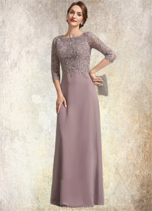 Marisa A-Line Scoop Neck Floor-Length Chiffon Lace Mother of the Bride Dress HF126P0014788