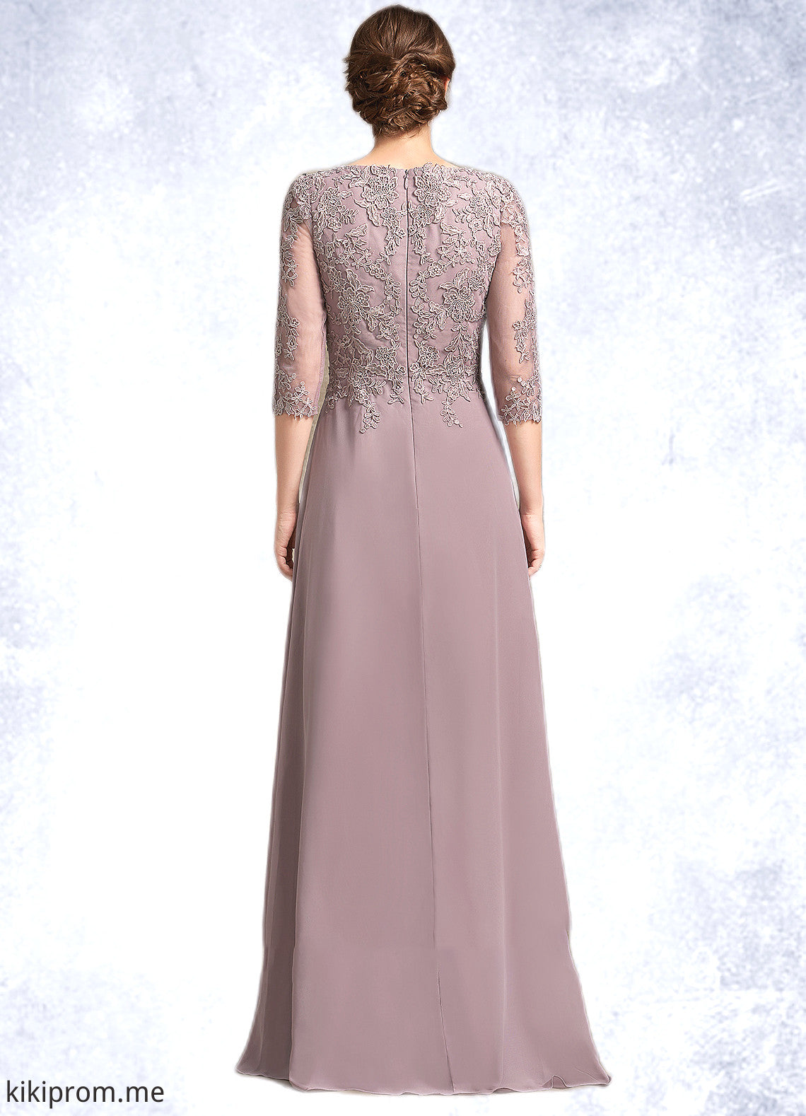 Leilani A-Line Scoop Neck Floor-Length Chiffon Lace Mother of the Bride Dress STF126P0014788