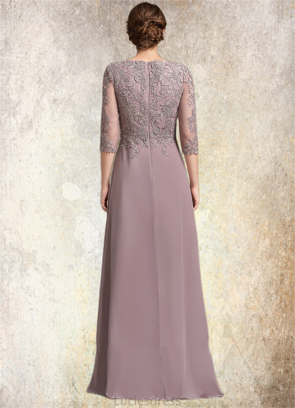 Marisa A-Line Scoop Neck Floor-Length Chiffon Lace Mother of the Bride Dress HF126P0014788