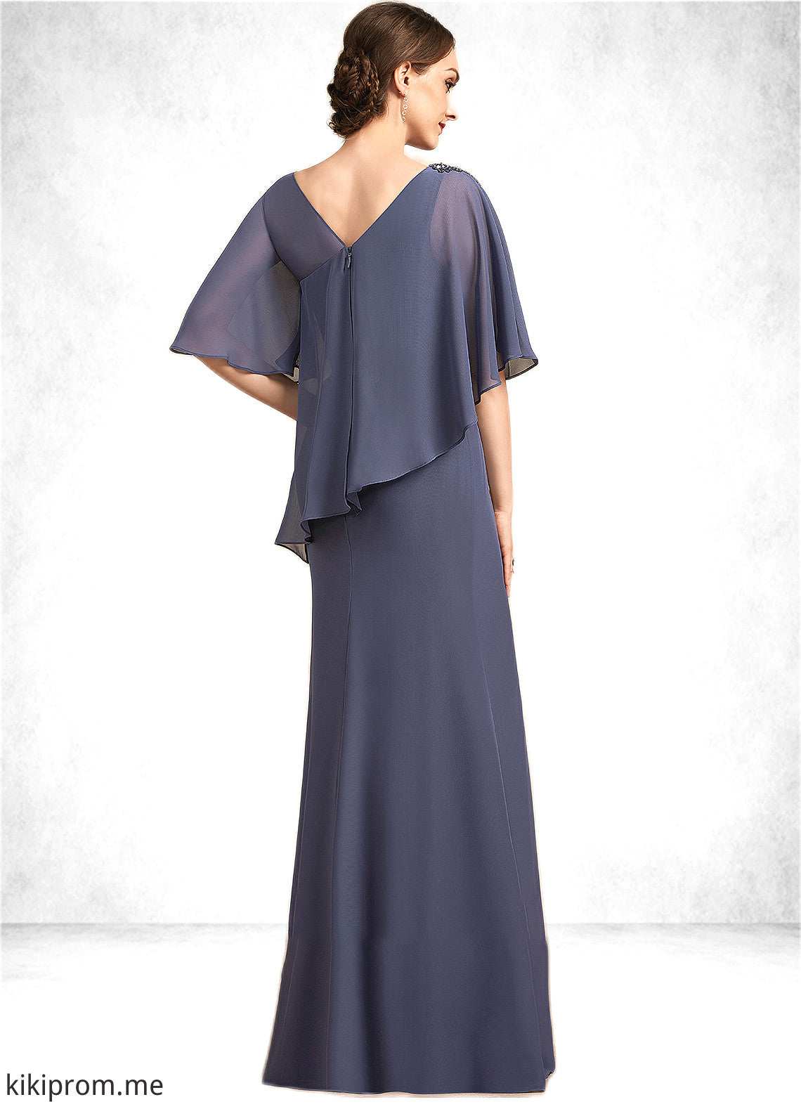 Emmalee A-Line Scoop Neck Floor-Length Chiffon Mother of the Bride Dress With Beading STF126P0014793