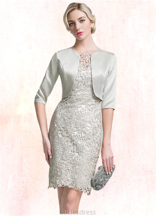 Clara Sheath/Column Scoop Neck Knee-Length Lace Mother of the Bride Dress HF126P0014802