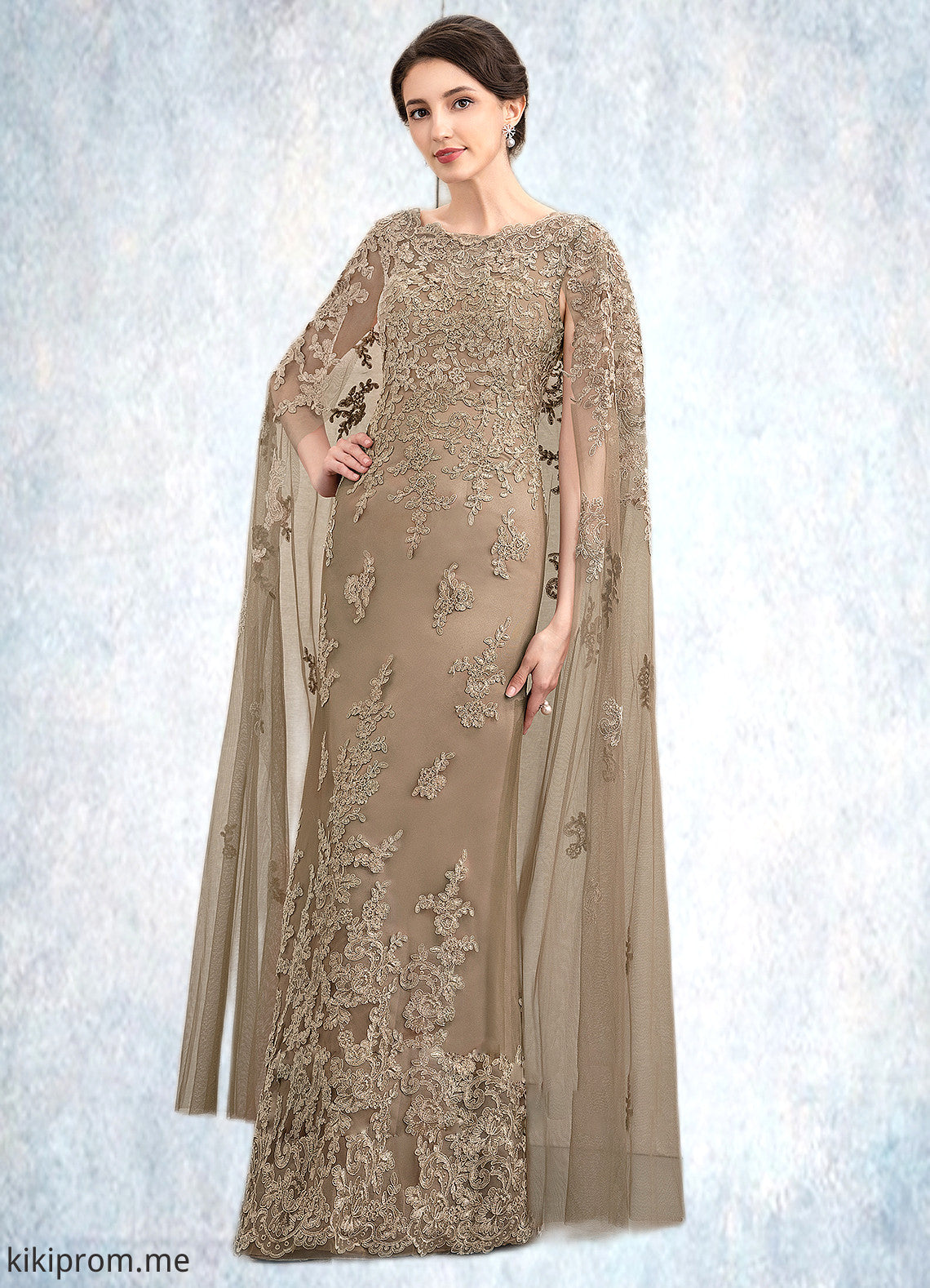 Aniya Sheath/Column Scoop Neck Floor-Length Lace Mother of the Bride Dress STF126P0014815