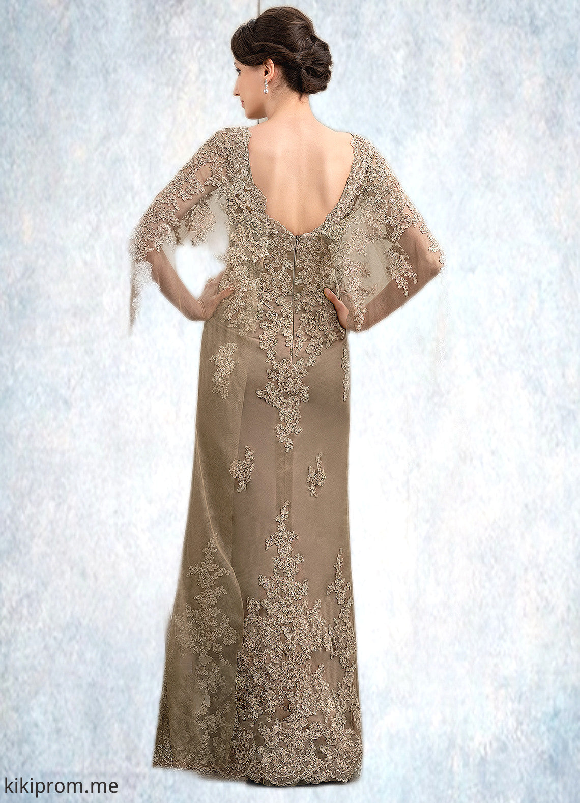 Aniya Sheath/Column Scoop Neck Floor-Length Lace Mother of the Bride Dress STF126P0014815