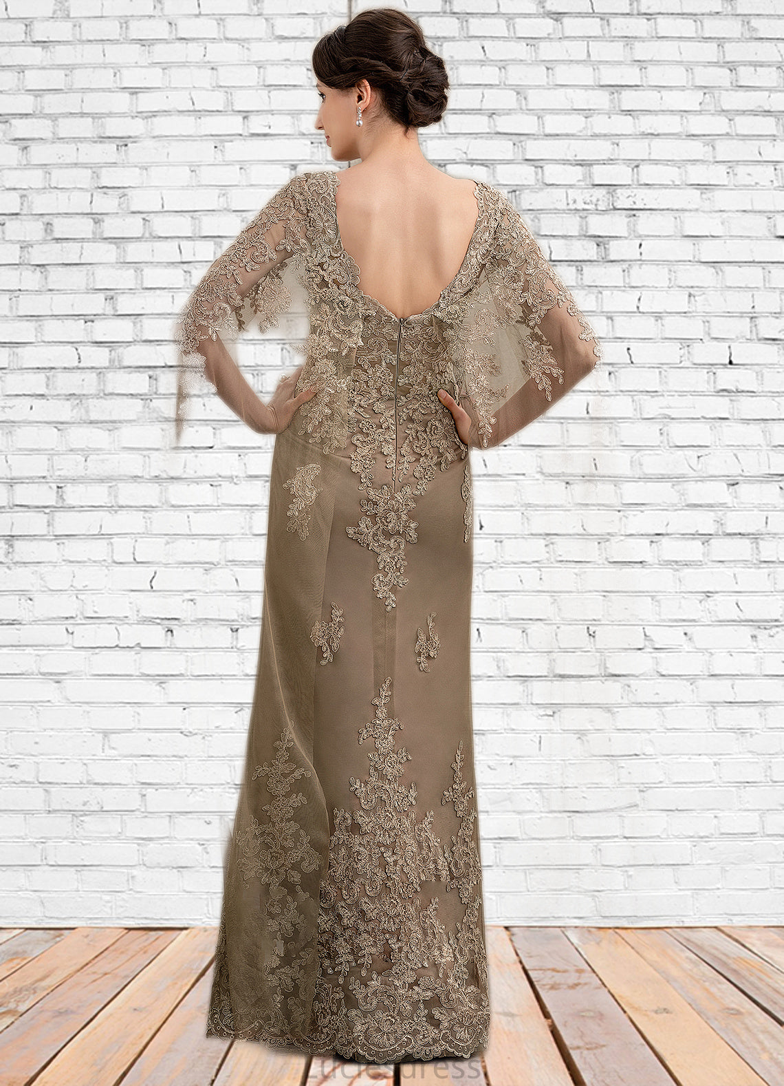 Valentina Sheath/Column Scoop Neck Floor-Length Lace Mother of the Bride Dress HF126P0014815