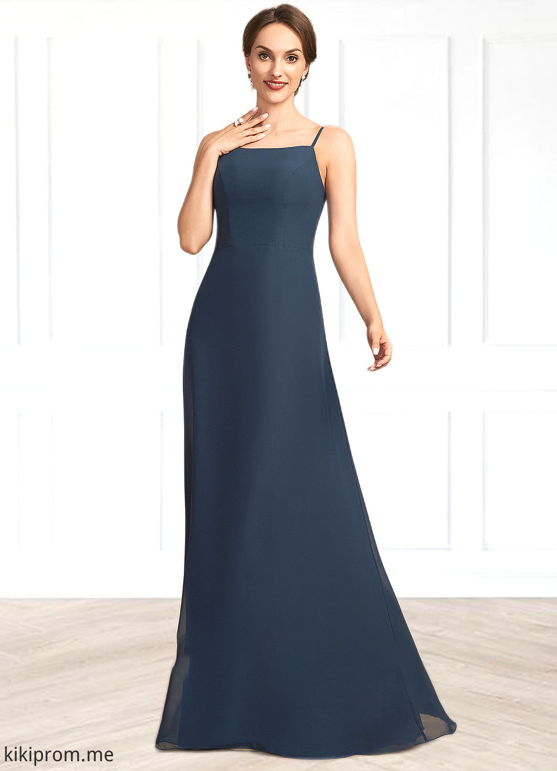 Emelia A-Line Square Neckline Floor-Length Chiffon Mother of the Bride Dress STF126P0014818