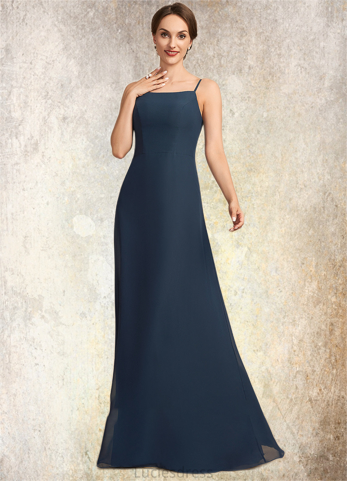 Sydnee A-Line Square Neckline Floor-Length Chiffon Mother of the Bride Dress HF126P0014818