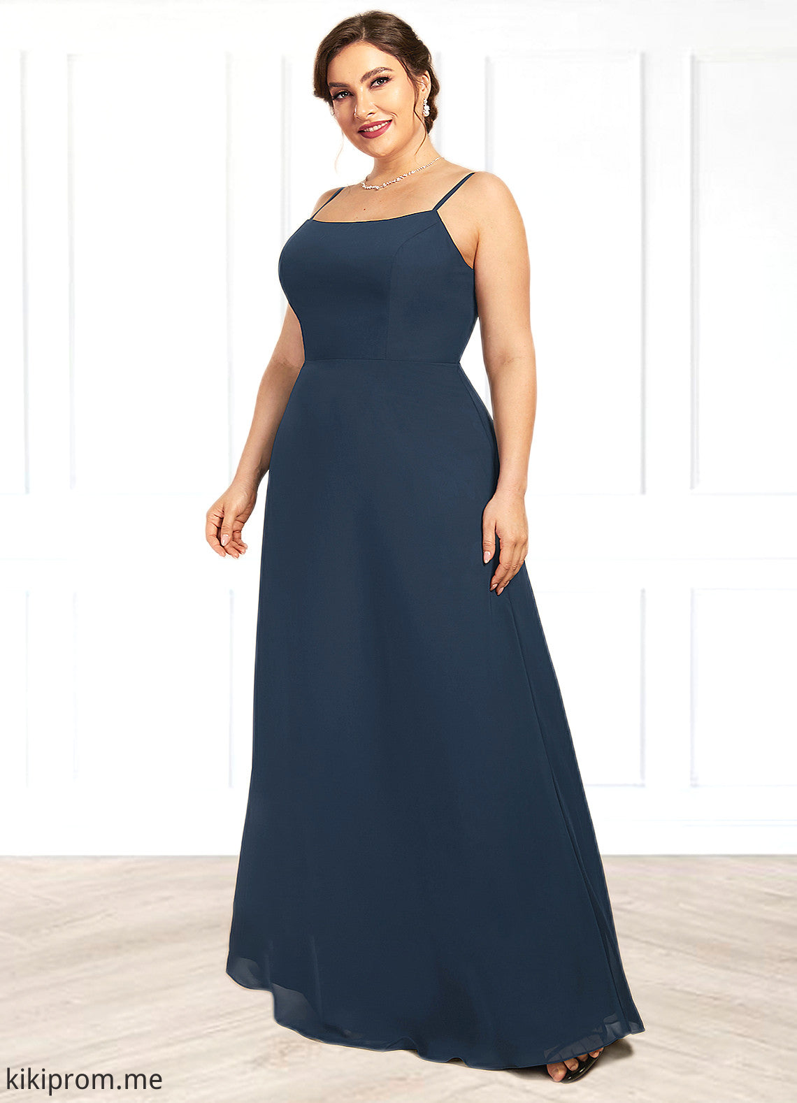 Emelia A-Line Square Neckline Floor-Length Chiffon Mother of the Bride Dress STF126P0014818