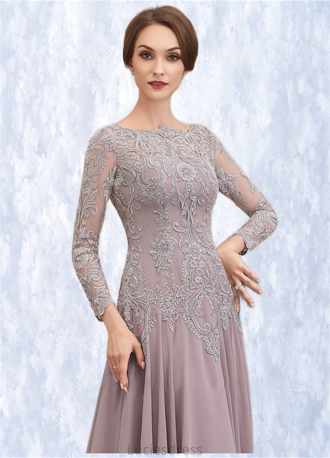 Jadyn A-Line Scoop Neck Sweep Train Chiffon Lace Mother of the Bride Dress With Sequins HF126P0014819