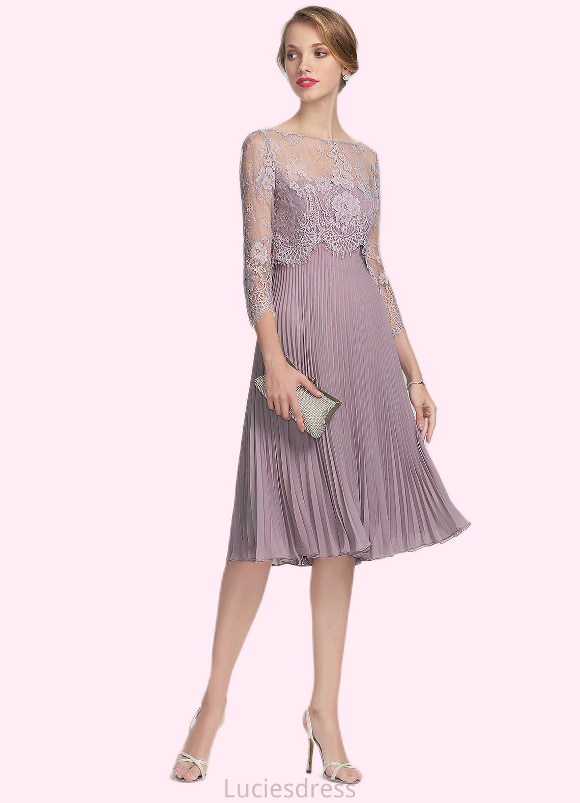 Nicola A-Line Sweetheart Knee-Length Chiffon Mother of the Bride Dress With Pleated HF126P0014823