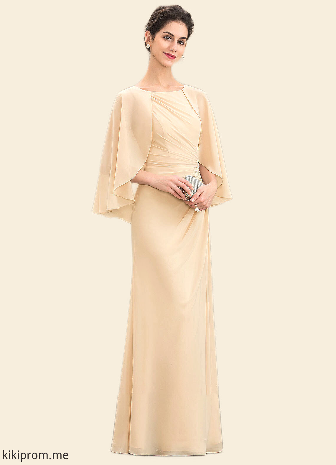 Leah A-Line Scoop Neck Floor-Length Chiffon Mother of the Bride Dress With Ruffle Beading Sequins STF126P0014827