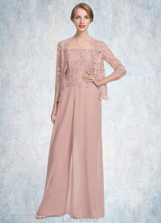 Jolie Jumpsuit/Pantsuit Square Neckline Floor-Length Chiffon Lace Mother of the Bride Dress HF126P0014828