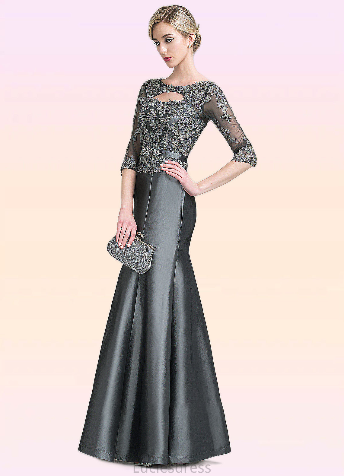 Aryana Trumpet/Mermaid Scoop Neck Floor-Length Taffeta Mother of the Bride Dress With Beading Appliques Lace Sequins HF126P0014832