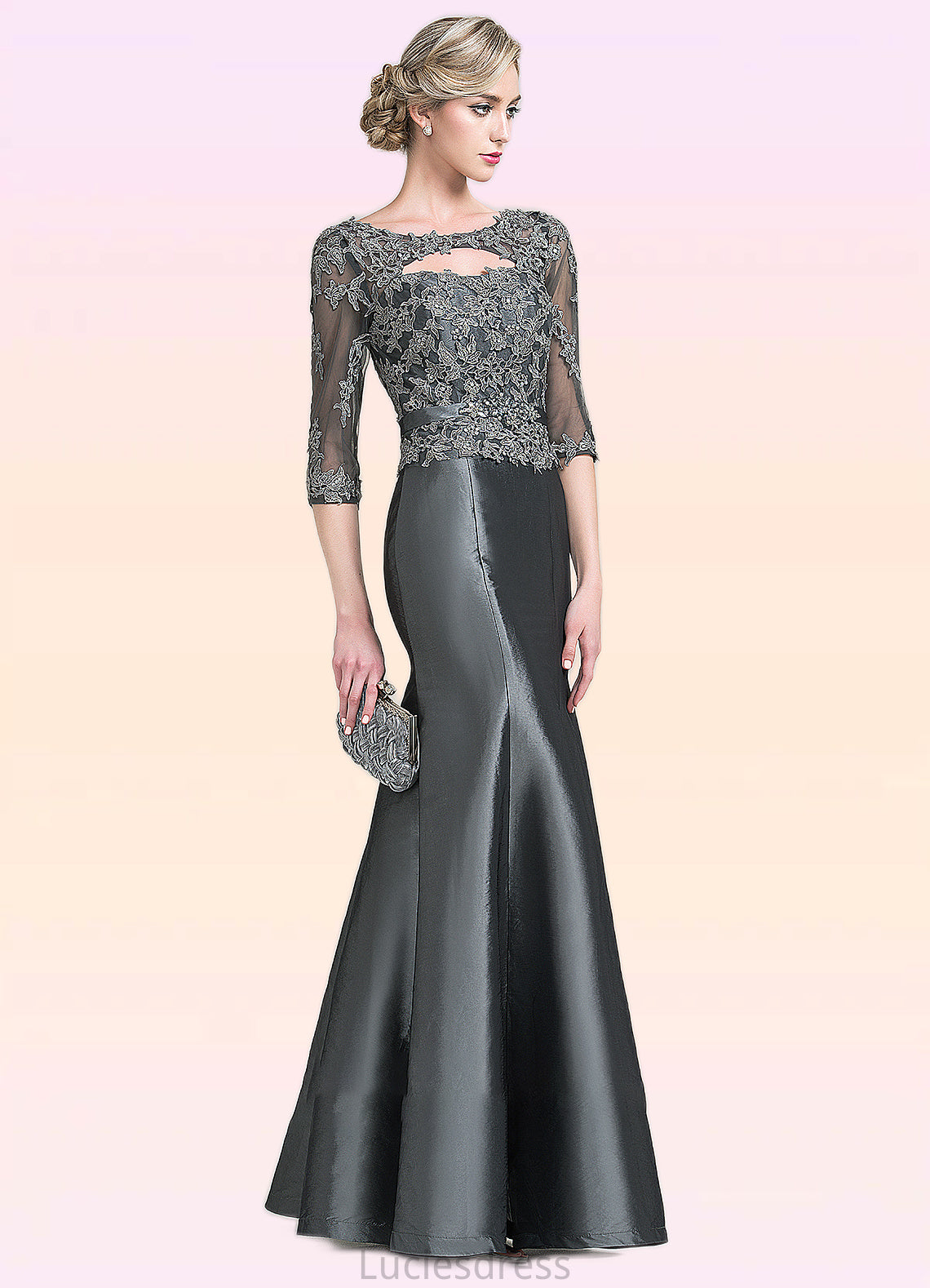 Aryana Trumpet/Mermaid Scoop Neck Floor-Length Taffeta Mother of the Bride Dress With Beading Appliques Lace Sequins HF126P0014832