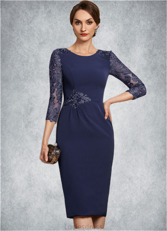 Sonia Sheath/Column Scoop Neck Knee-Length Lace Stretch Crepe Mother of the Bride Dress With Sequins HF126P0014840