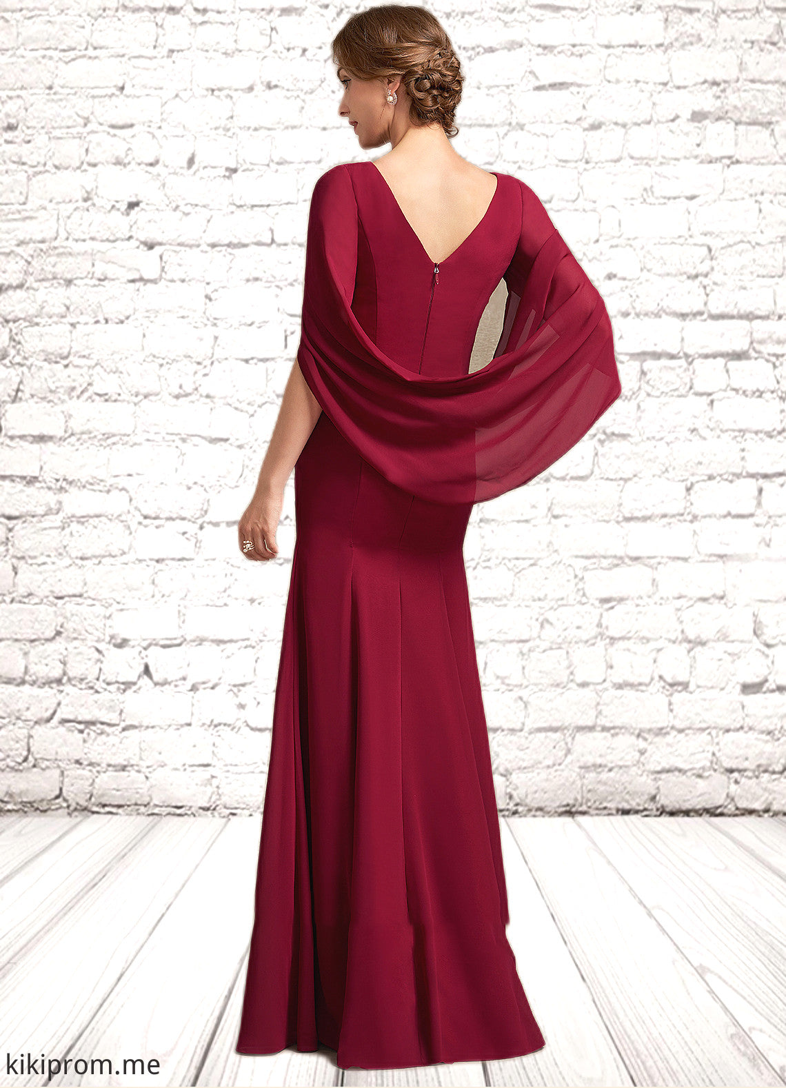 Valery Trumpet/Mermaid Scoop Neck Floor-Length Chiffon Mother of the Bride Dress With Ruffle STF126P0014842