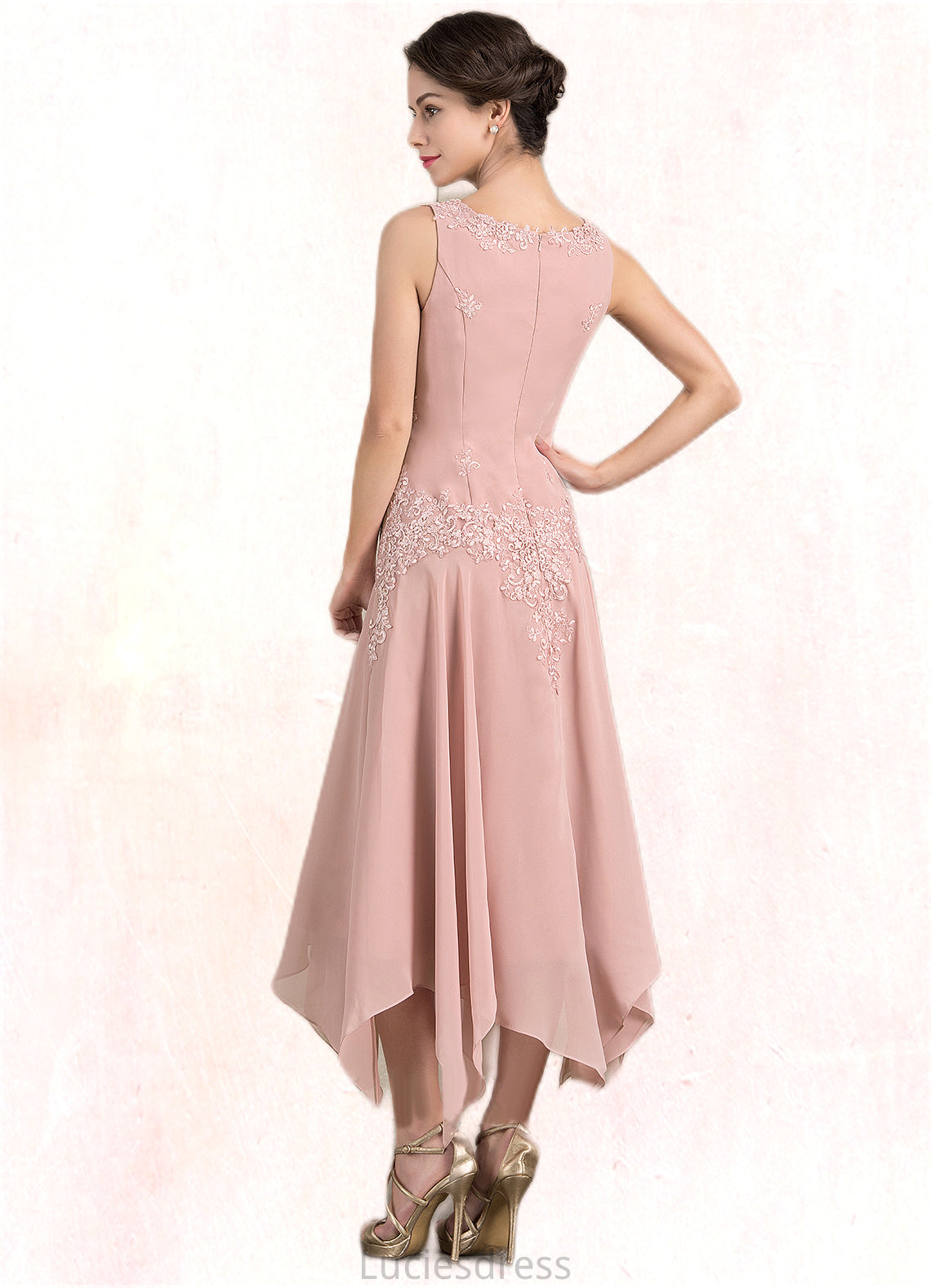 Cassidy A-Line V-neck Ankle-Length Chiffon Mother of the Bride Dress With Appliques Lace Sequins HF126P0014855