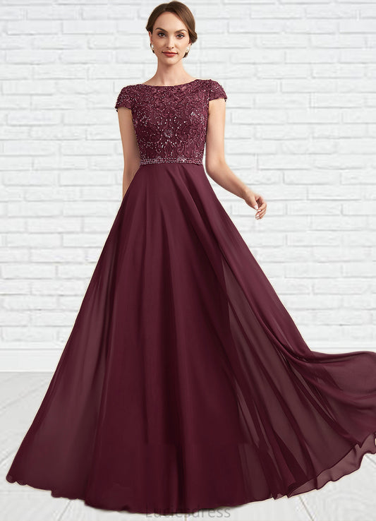 Katelyn A-Line Scoop Neck Floor-Length Chiffon Lace Mother of the Bride Dress With Beading Sequins HF126P0014863