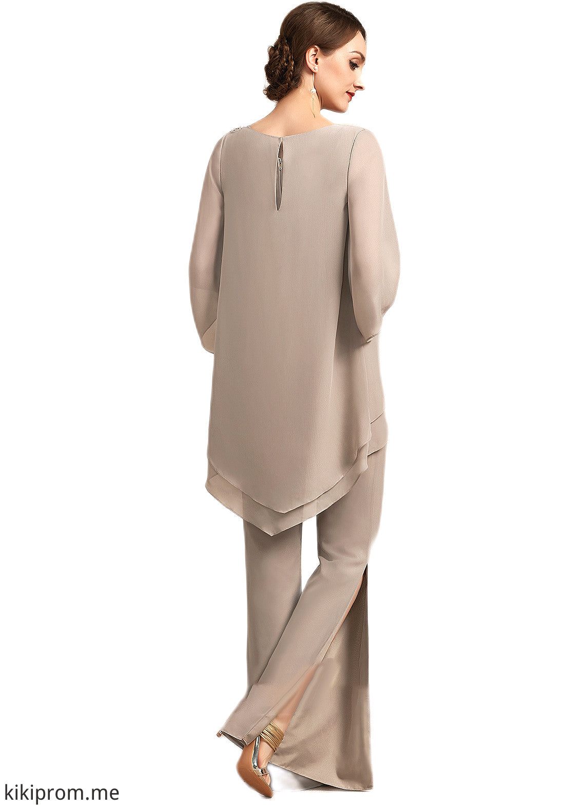 Marely Jumpsuit/Pantsuit Scoop Neck Floor-Length Chiffon Mother of the Bride Dress STF126P0014864