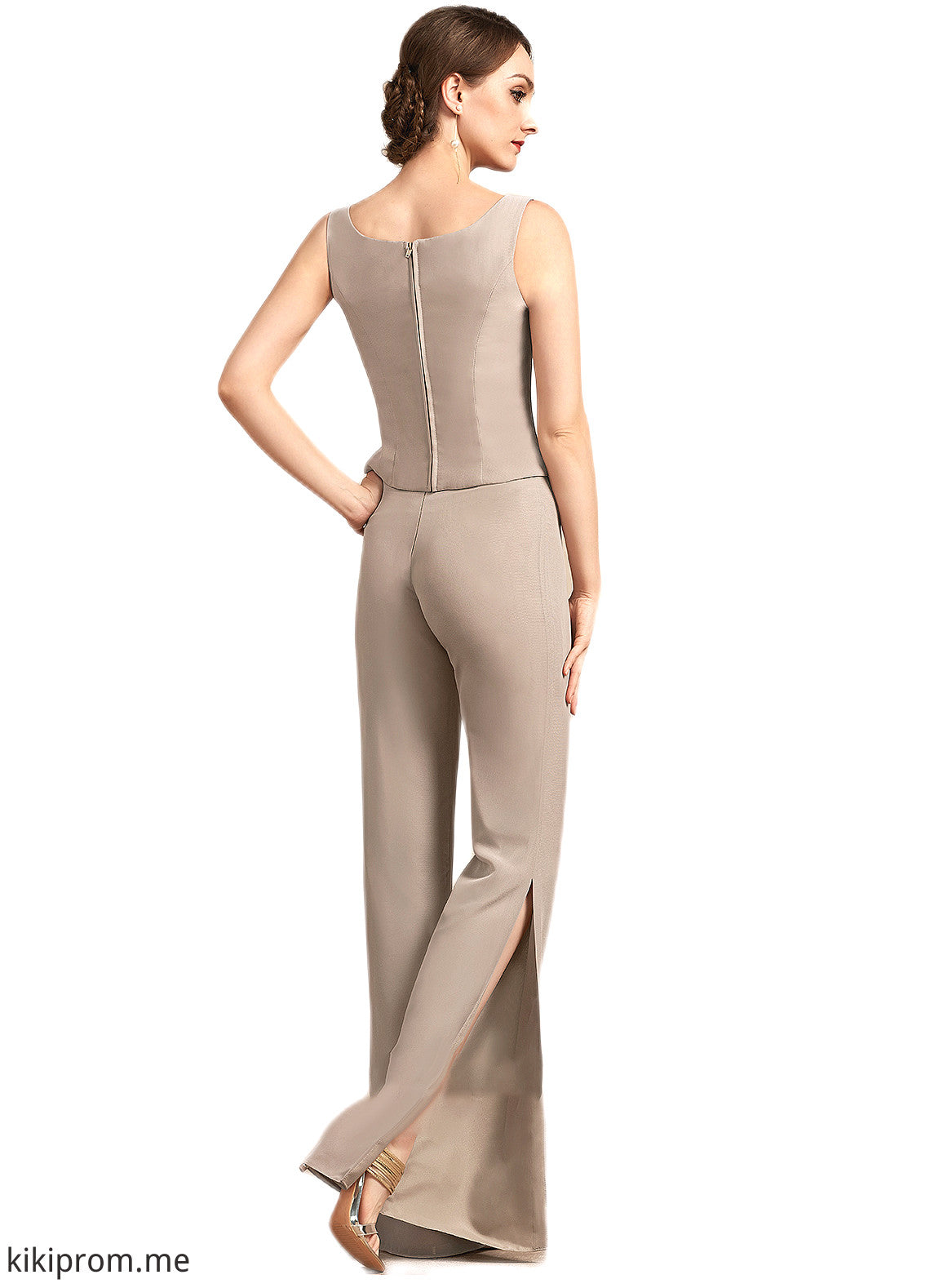 Marely Jumpsuit/Pantsuit Scoop Neck Floor-Length Chiffon Mother of the Bride Dress STF126P0014864