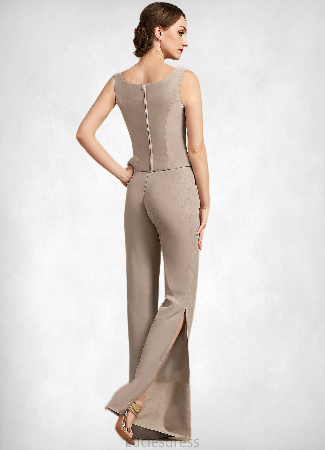 Gwendoline Jumpsuit/Pantsuit Scoop Neck Floor-Length Chiffon Mother of the Bride Dress HF126P0014864