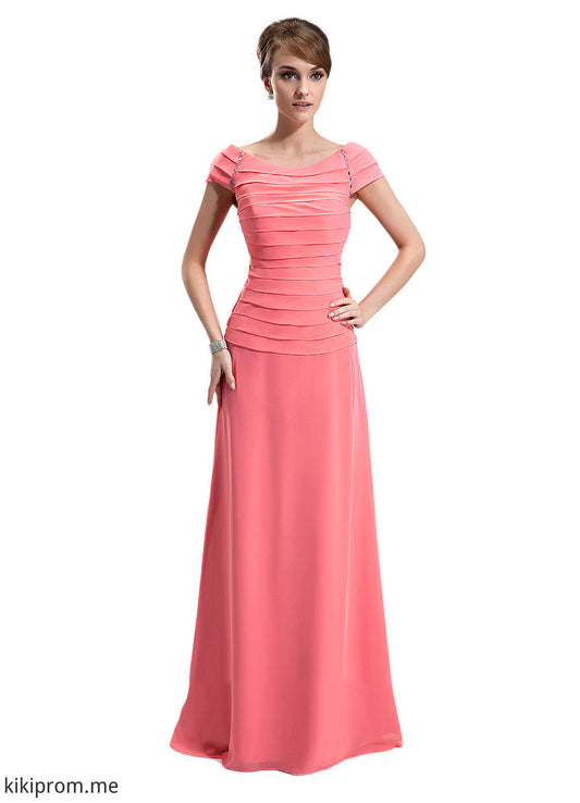 Adriana A-Line Scoop Neck Floor-Length Chiffon Mother of the Bride Dress With Ruffle Beading STF126P0014872