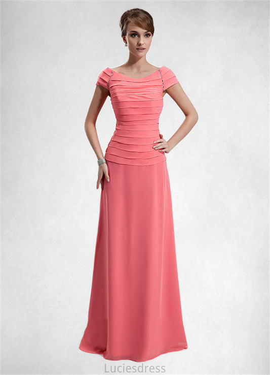 Allison A-Line Scoop Neck Floor-Length Chiffon Mother of the Bride Dress With Ruffle Beading HF126P0014872