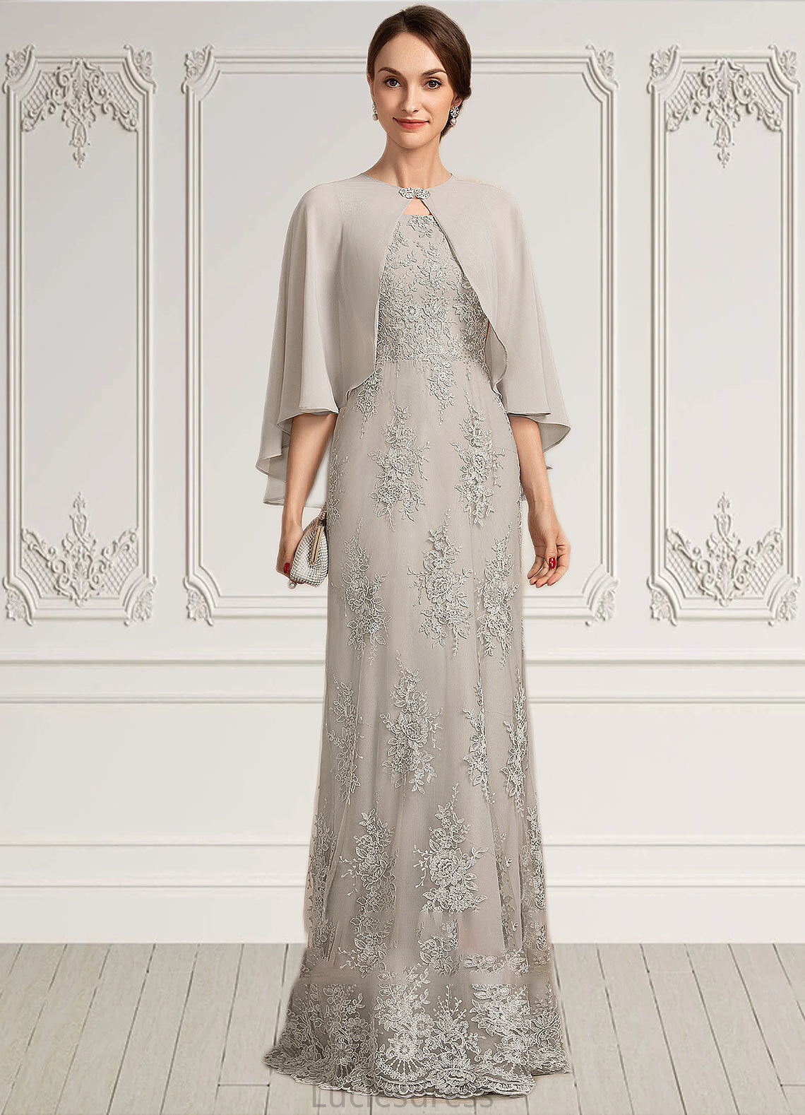 Izabelle A-Line Square Neckline Floor-Length Lace Mother of the Bride Dress HF126P0014889