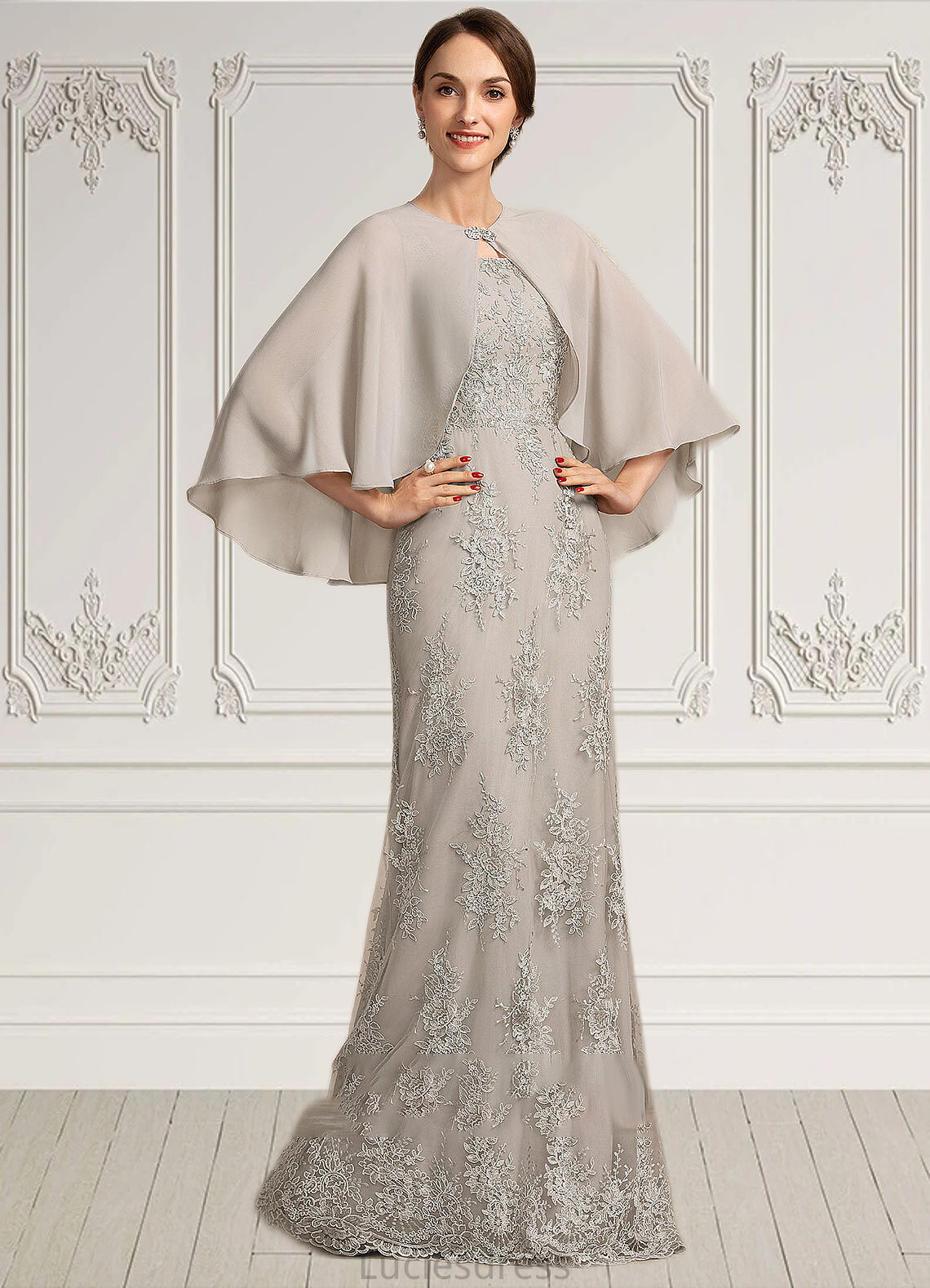 Izabelle A-Line Square Neckline Floor-Length Lace Mother of the Bride Dress HF126P0014889