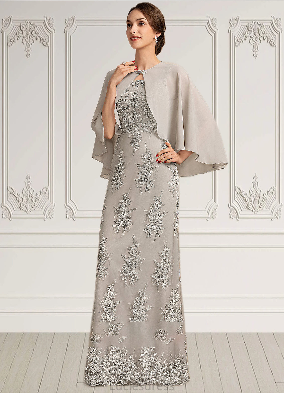 Izabelle A-Line Square Neckline Floor-Length Lace Mother of the Bride Dress HF126P0014889