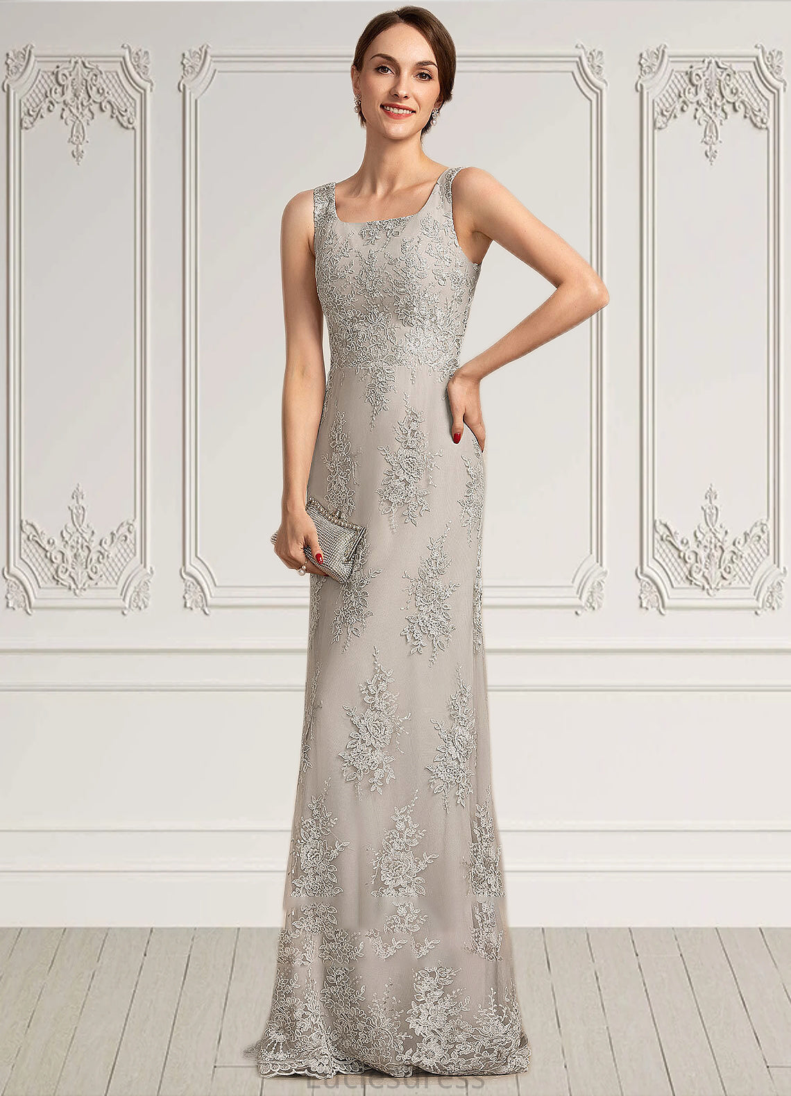 Izabelle A-Line Square Neckline Floor-Length Lace Mother of the Bride Dress HF126P0014889