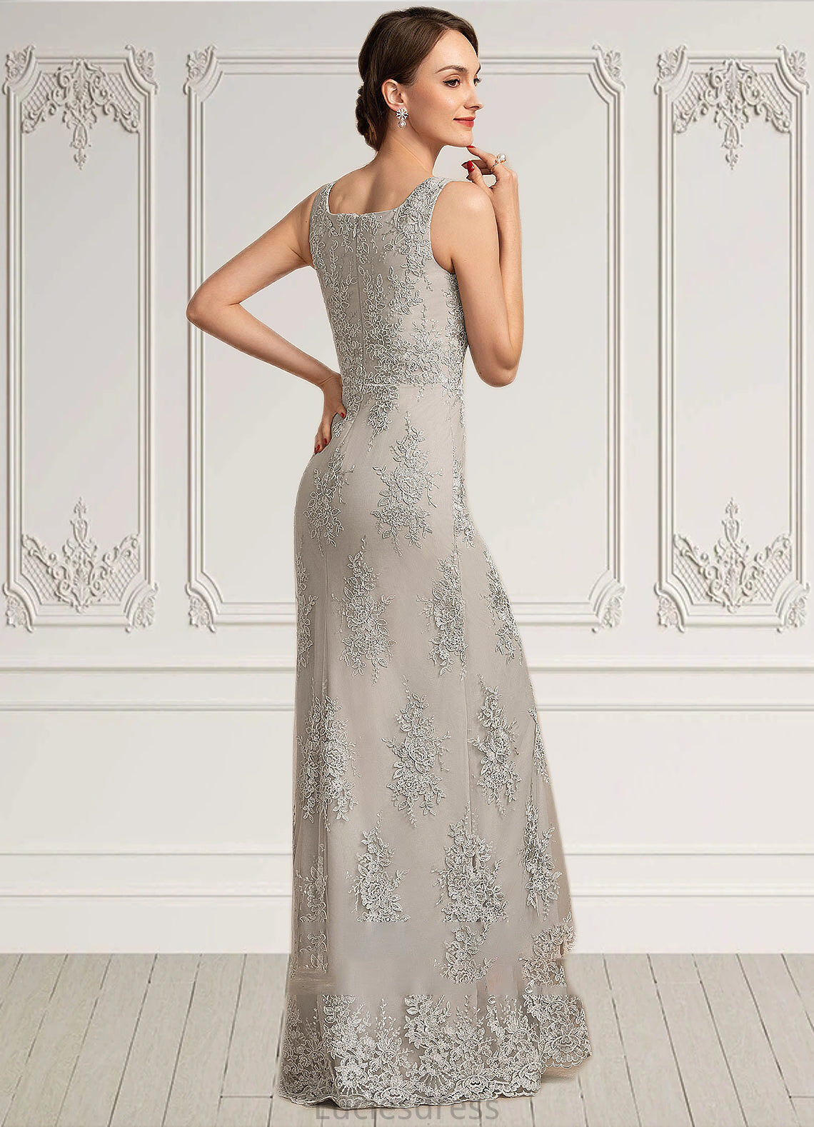 Izabelle A-Line Square Neckline Floor-Length Lace Mother of the Bride Dress HF126P0014889