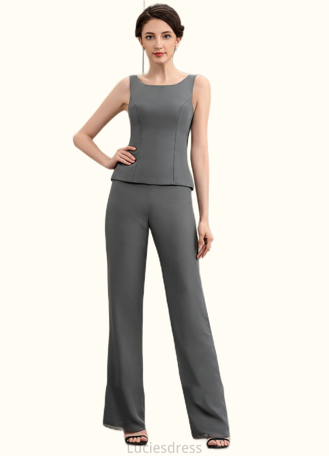 Maureen Jumpsuit/Pantsuit Scoop Neck Ankle-Length Chiffon Mother of the Bride Dress HF126P0014890