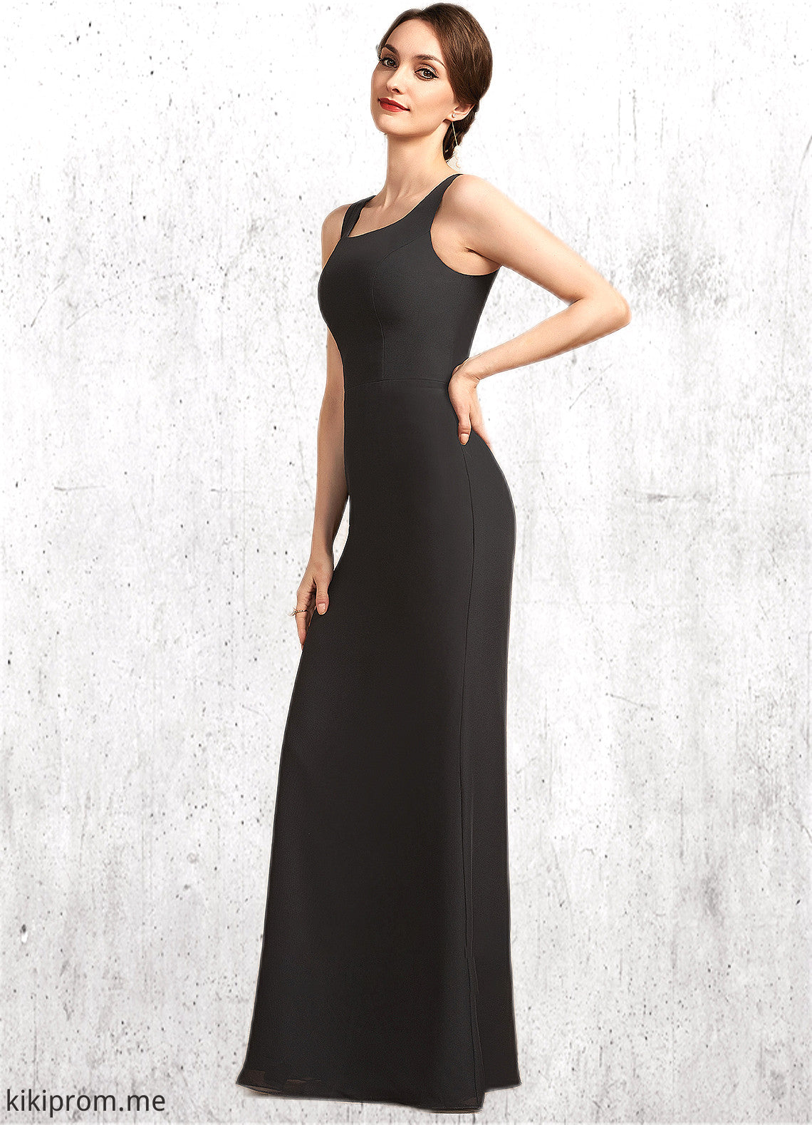 Lyric Sheath/Column Square Neckline Floor-Length Chiffon Mother of the Bride Dress STF126P0014893