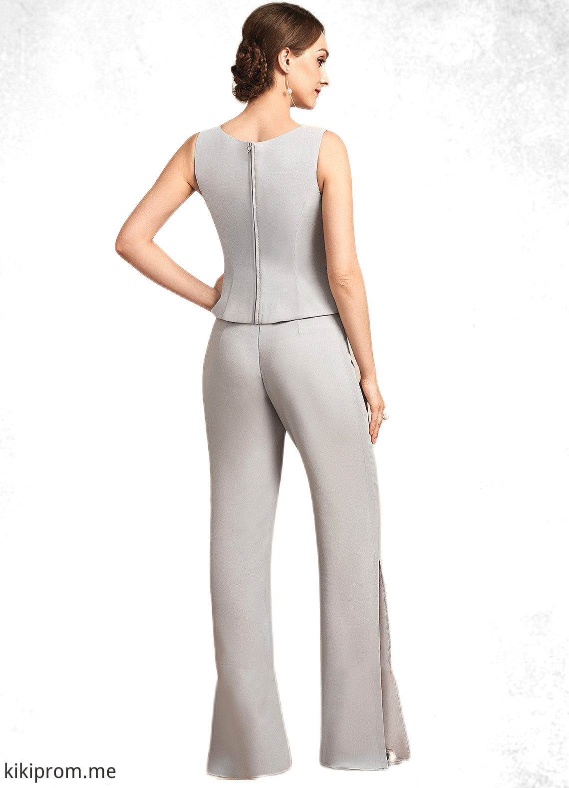 Marilyn Jumpsuit/Pantsuit Square Neckline Floor-Length Chiffon Mother of the Bride Dress STF126P0014900