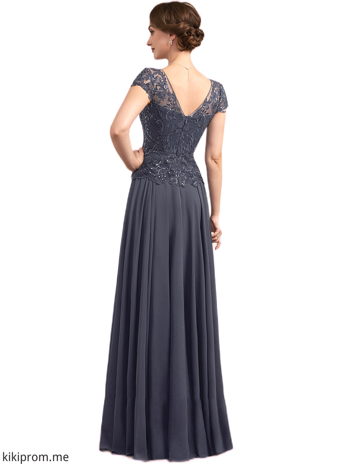 Aryana A-Line V-neck Floor-Length Chiffon Lace Mother of the Bride Dress With Sequins STF126P0014901