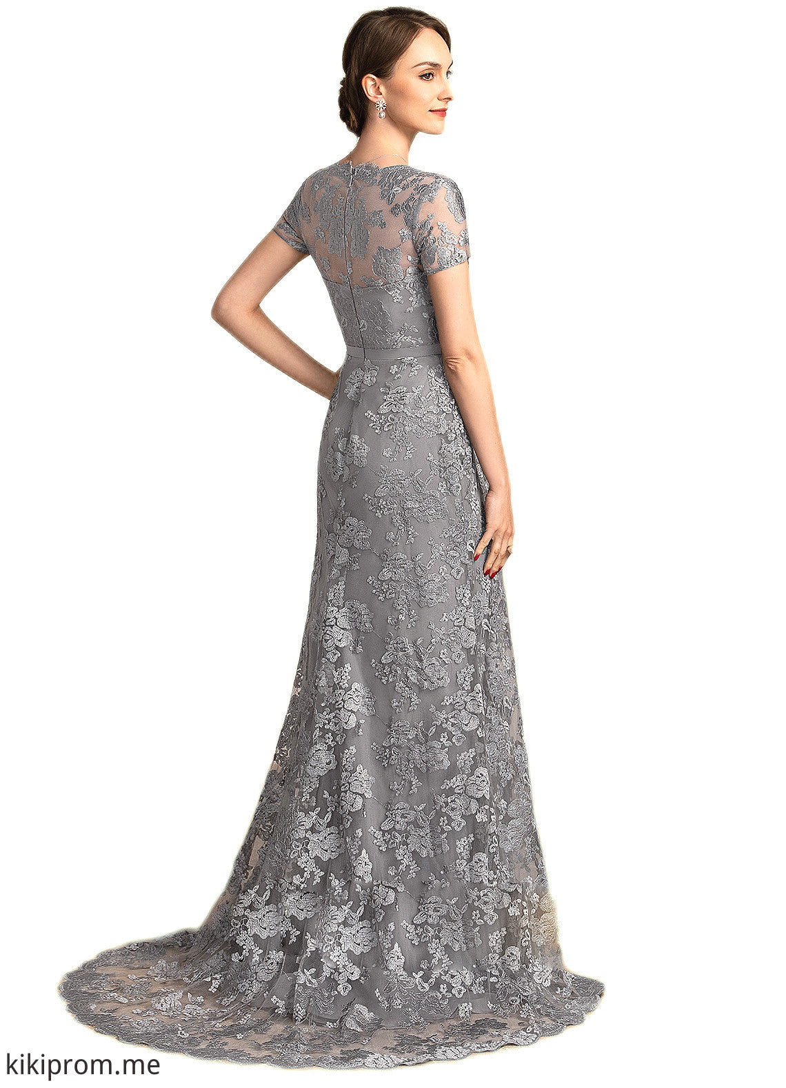 Kennedy A-Line Square Neckline Sweep Train Chiffon Lace Mother of the Bride Dress STF126P0014903