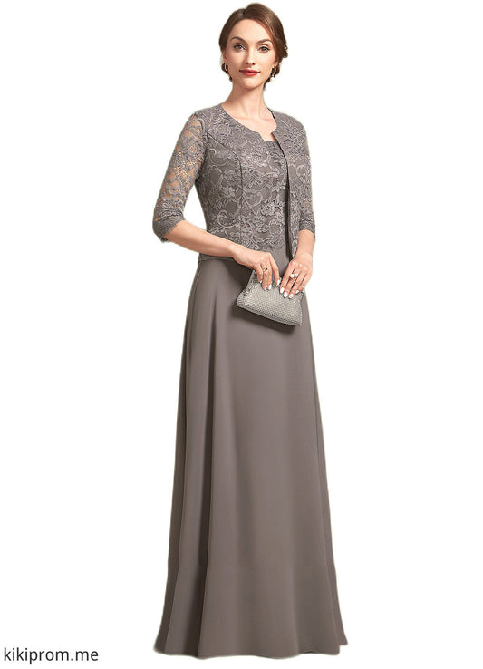 Holly A-Line Square Neckline Floor-Length Chiffon Lace Mother of the Bride Dress STF126P0014904