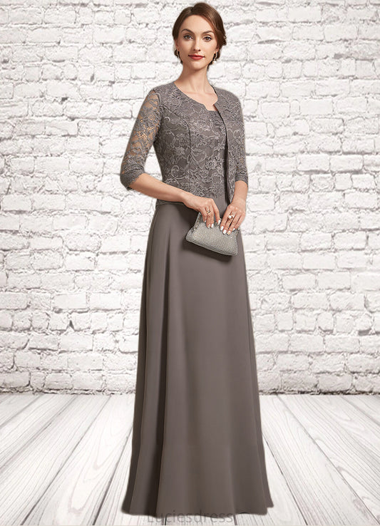 Ariana A-Line Square Neckline Floor-Length Chiffon Lace Mother of the Bride Dress HF126P0014904