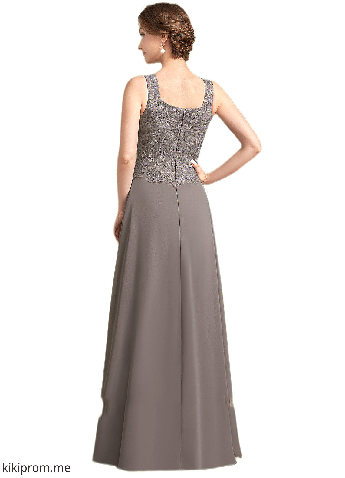 Holly A-Line Square Neckline Floor-Length Chiffon Lace Mother of the Bride Dress STF126P0014904