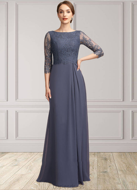 Serenity A-Line Scoop Neck Floor-Length Chiffon Lace Mother of the Bride Dress With Ruffle HF126P0014917