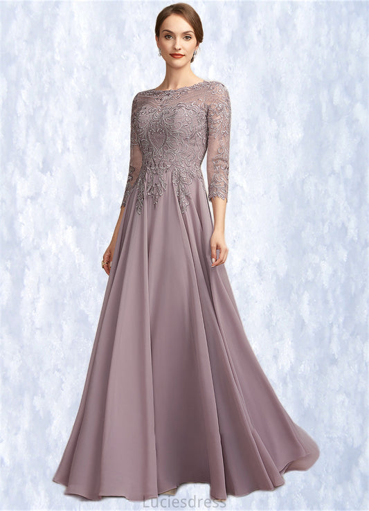 Kennedy A-Line Scoop Neck Floor-Length Chiffon Lace Mother of the Bride Dress With Sequins HF126P0014918