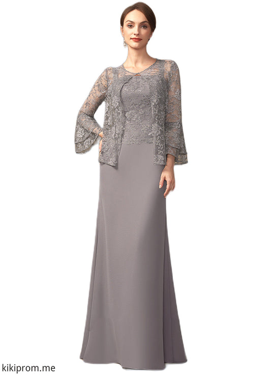 Ava Sheath/Column Square Neckline Floor-Length Chiffon Lace Mother of the Bride Dress STF126P0014936