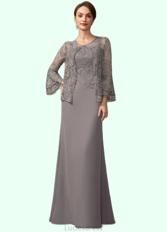 Esmeralda Sheath/Column Square Neckline Floor-Length Chiffon Lace Mother of the Bride Dress HF126P0014936