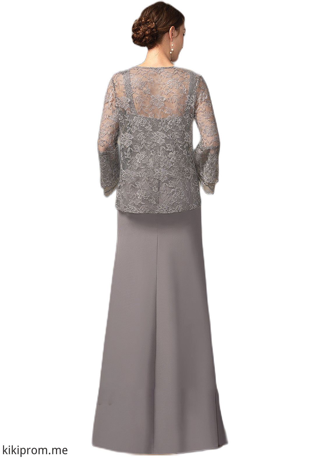 Ava Sheath/Column Square Neckline Floor-Length Chiffon Lace Mother of the Bride Dress STF126P0014936