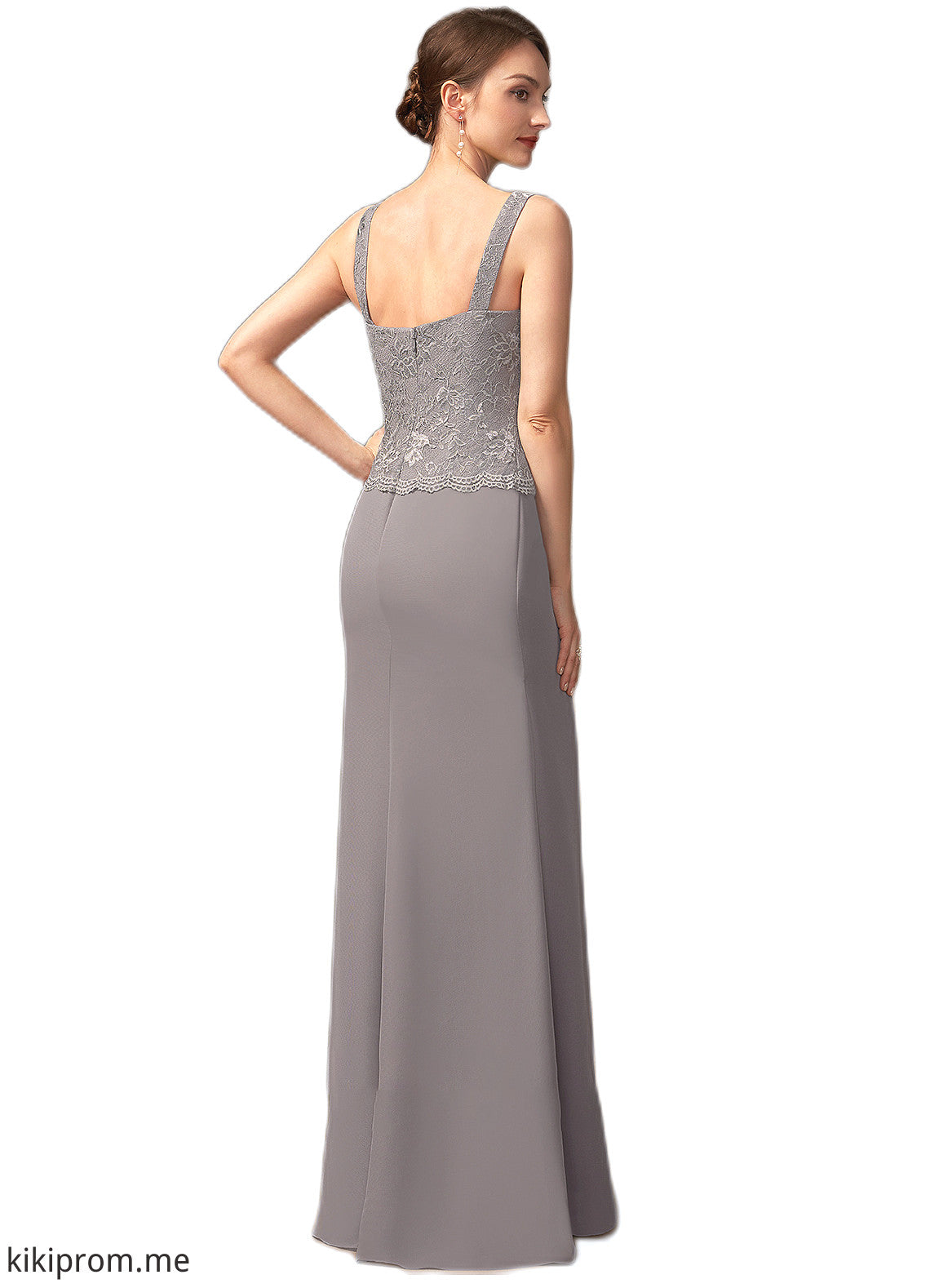 Ava Sheath/Column Square Neckline Floor-Length Chiffon Lace Mother of the Bride Dress STF126P0014936