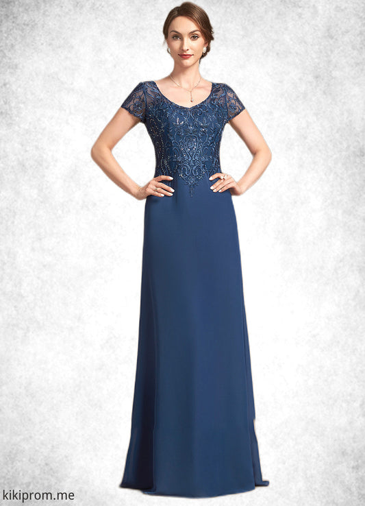 Avery A-Line V-neck Floor-Length Chiffon Lace Mother of the Bride Dress With Sequins STF126P0014938