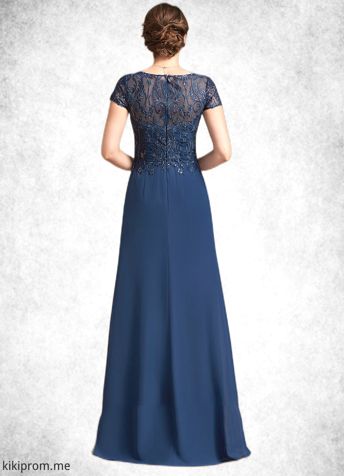 Avery A-Line V-neck Floor-Length Chiffon Lace Mother of the Bride Dress With Sequins STF126P0014938