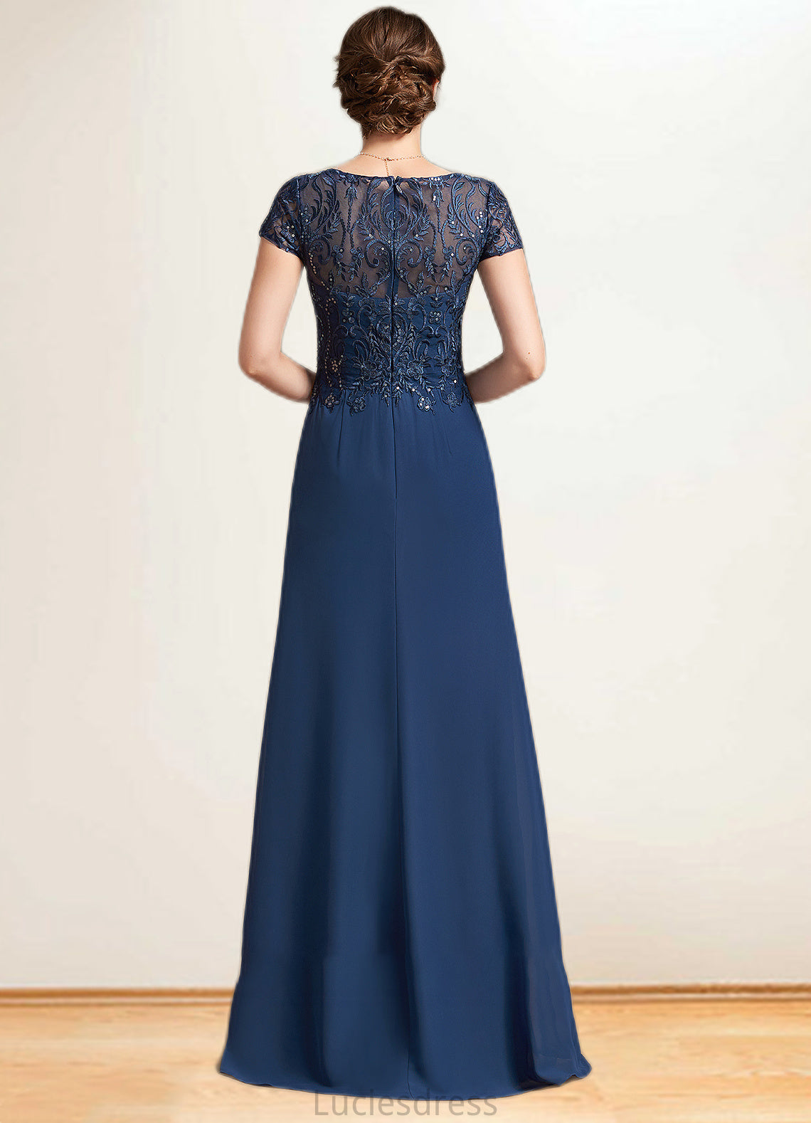 Zoey A-Line V-neck Floor-Length Chiffon Lace Mother of the Bride Dress With Sequins HF126P0014938