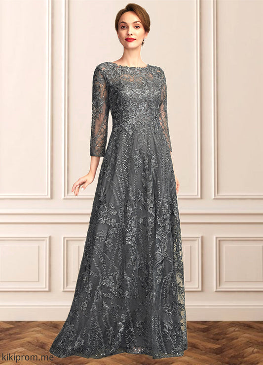 Stella A-Line Scoop Neck Floor-Length Lace Mother of the Bride Dress With Sequins STF126P0014939