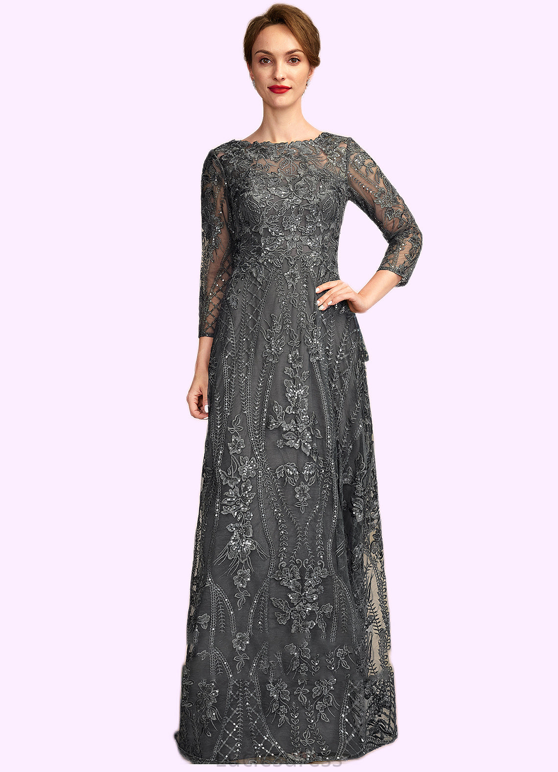 Audrey A-Line Scoop Neck Floor-Length Lace Mother of the Bride Dress With Sequins HF126P0014939